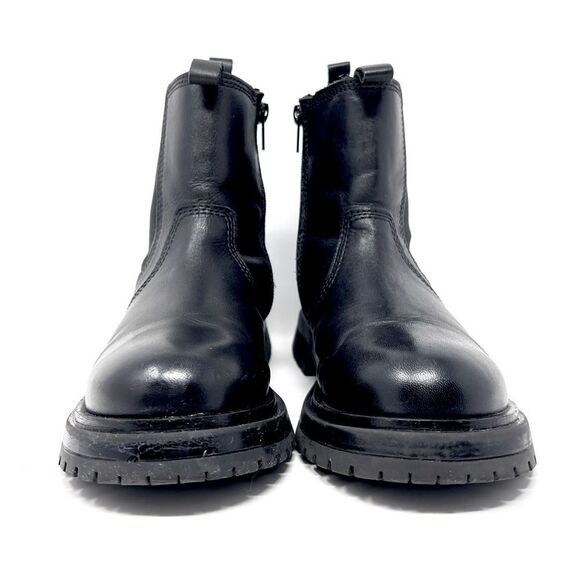 Zara Chelsea Black Leather Inside Zip Platform Lug Sole Ankle Boots EU 36 (US 6) - Picture 9 of 10
